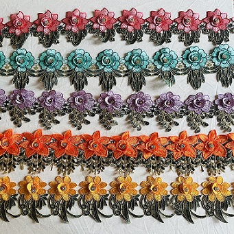 3D Multicolor Manik-manik Bunga Guipure Bordir Lace Trim