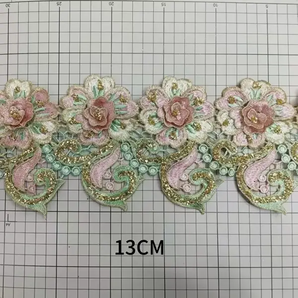 Lace Singkat Sequin Fiody-Dimensi Tiga Dimensi Cocog Kanggo Gaun lan Aksesoris Liyane