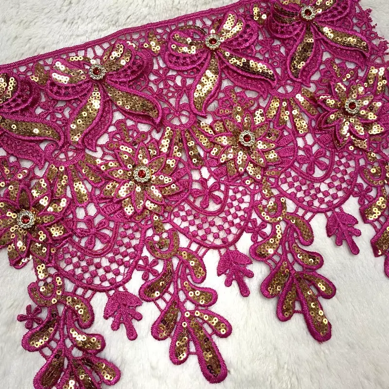 Fashionable High Quality Short Three Dimensional Floral Sequin Lace Suitable For Dresses And Other Accessories Fashionable High Quality Short Three Dimensional Floral Sequin Lace Suitable For Dresses And Other Accessories