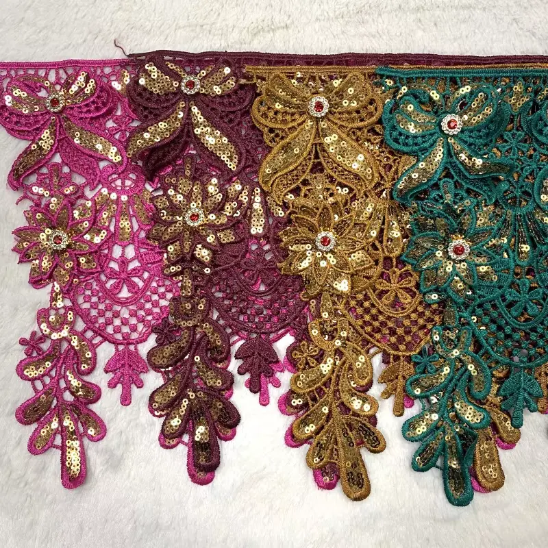 Fashionable High Quality Short Three Dimensional Floral Sequin Lace Suitable For Dresses And Other Accessories Fashionable High Quality Short Three Dimensional Floral Sequin Lace Suitable For Dresses And Other Accessories