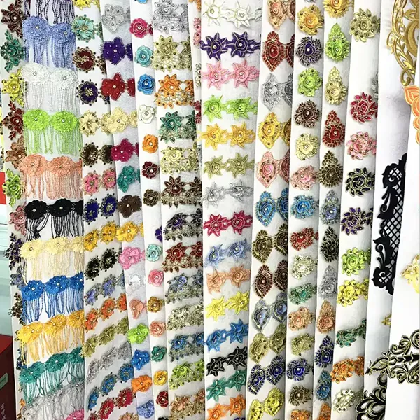 Multicolor Embroidered Lace With 3d Mesh Flowers Ribbon Beaded Tube Barcode Embroidery Lace