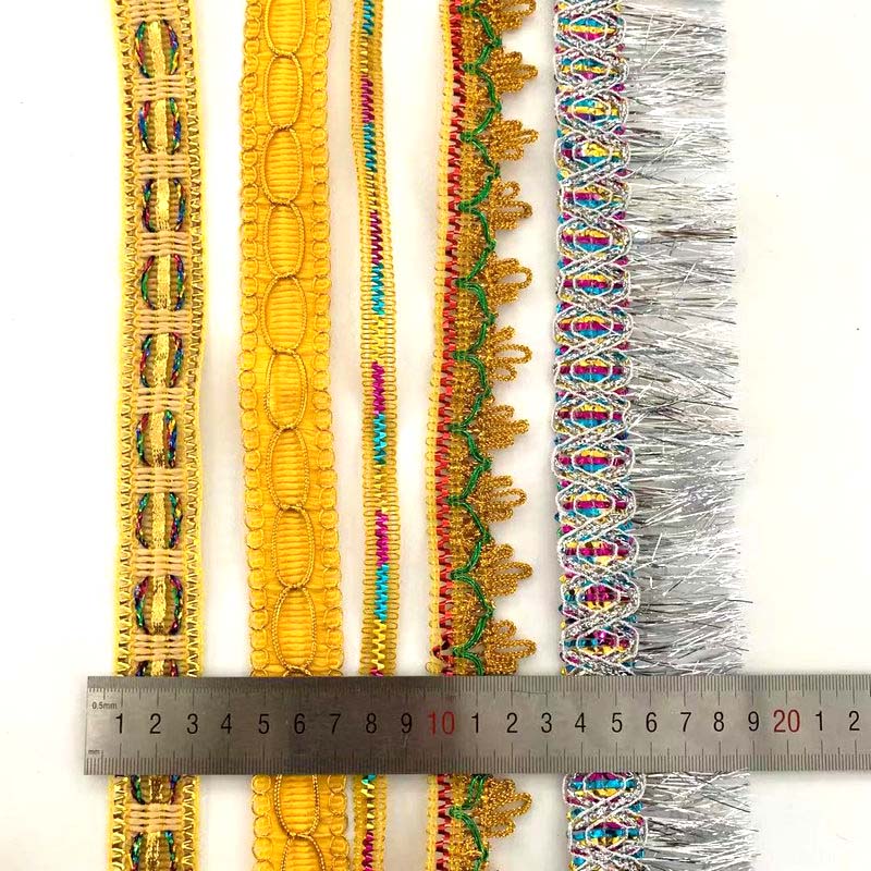Clothing Accessories Gold and Silver Metallic Border Lace Trim Metallic Gold Sequins Embroidery Tatting Lace Trim