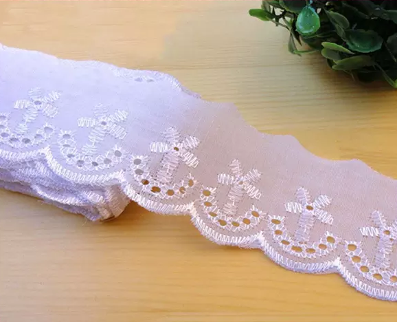 Fesyen Polyester Putih Pengantin TC Lace, Trimmings sing warni TC Lace
