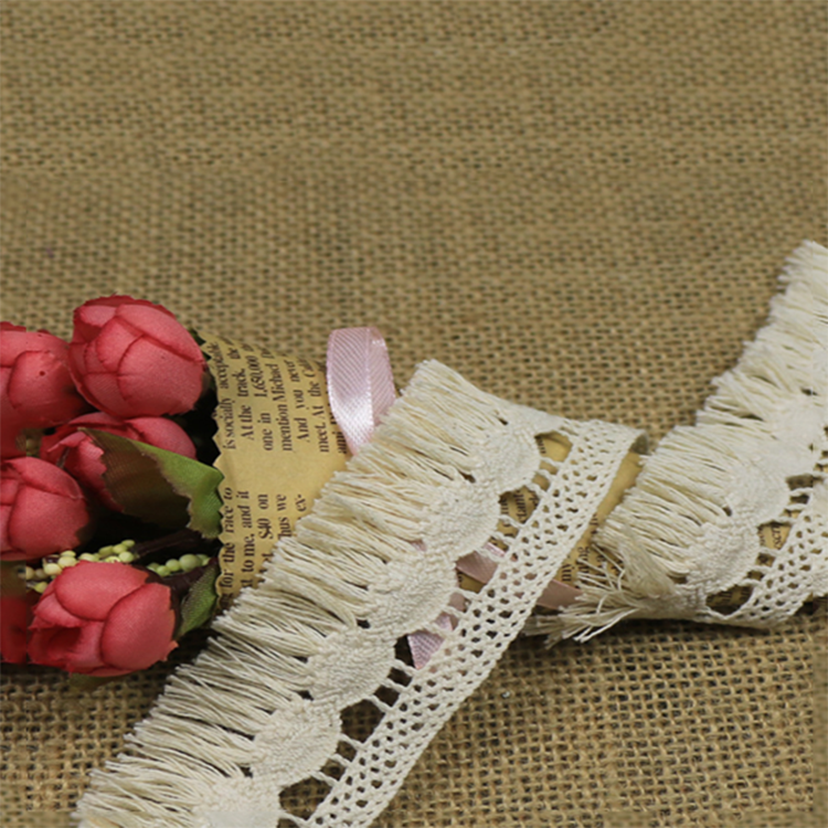 Gaya 3.5cm 35cm 100% Katun Polandia Cotton Poland Fringe Lace Trim, Cotton यETL Lace Trim