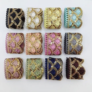 Trading Lace Utas Emas Emas Kanthi Sequin